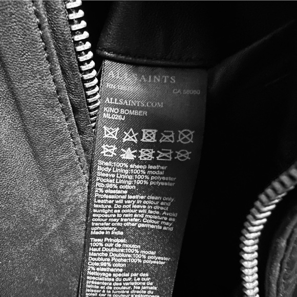 SOLD!! NWT MENS ALLSAINTS KINO BLACK BIKER LEATHER BOMBER JACKET STREETWEAR SZ M - Picture 12 of 15